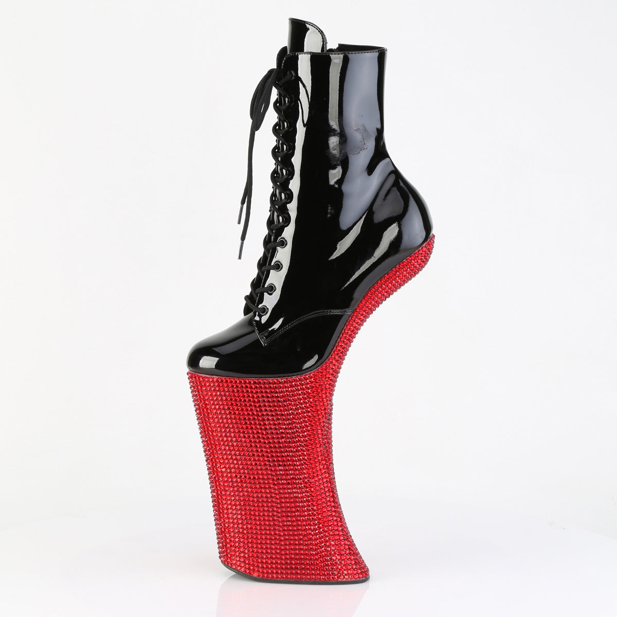 FORBIDDEN-1020BEJ Black Pat/Red RS Platform Shoes