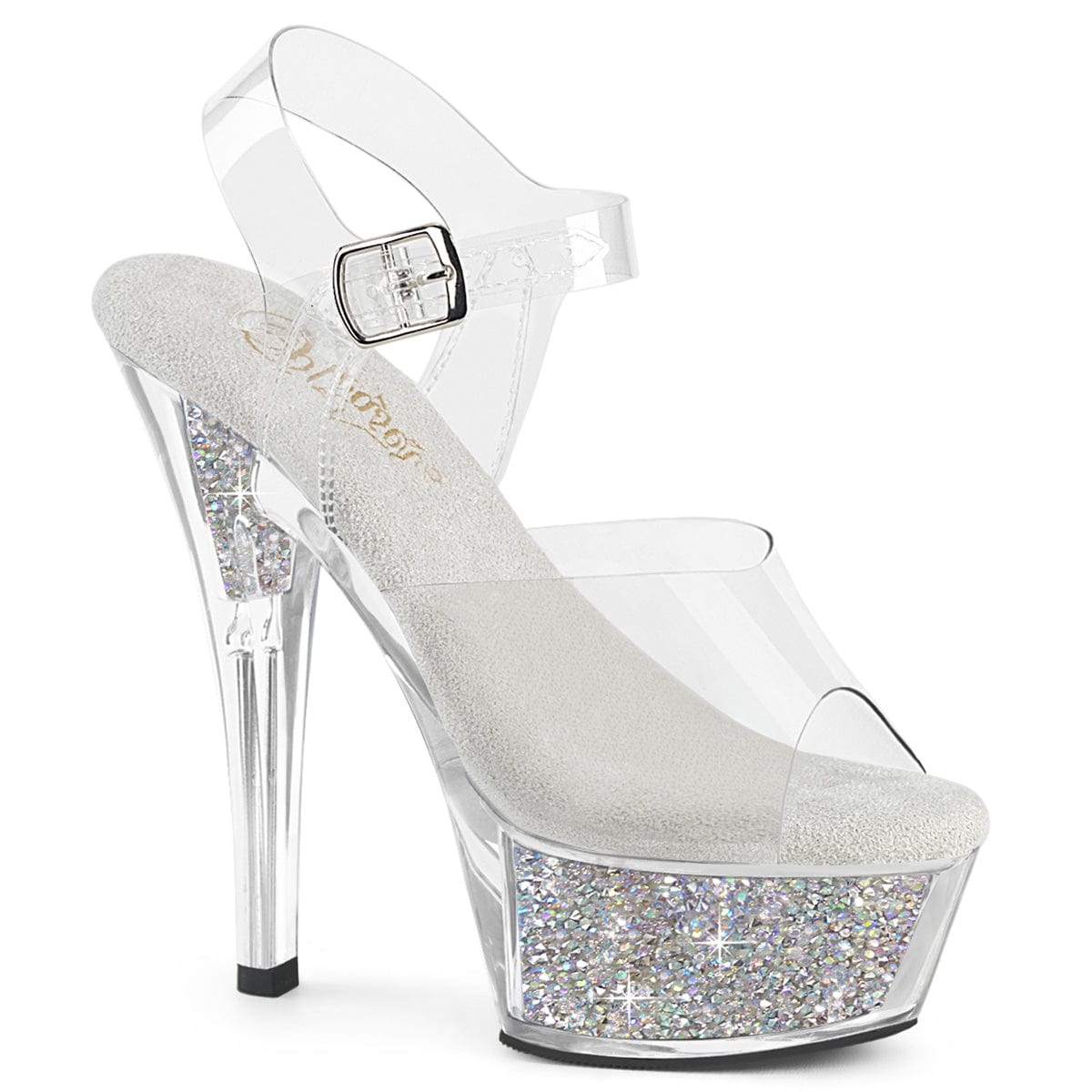 KISS-208RSI Clear/Clear-Silver AB RS Platform Heels Pleaser US Size (Women's): 5