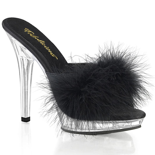 LIP-101-8 Black Satin-Fur/Clear CURRENT Fabulicious US Size (Women's): 5