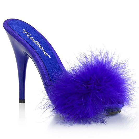 POISE-501F Blue Satin-Marabou Fur/Blue CURRENT Fabulicious US Size (Women's): 6