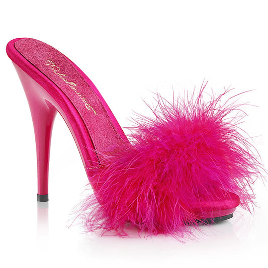 POISE-501F Hot Pink Satin-Marabou Fur/Hot Pink CURRENT Fabulicious US Size (Women's): 6