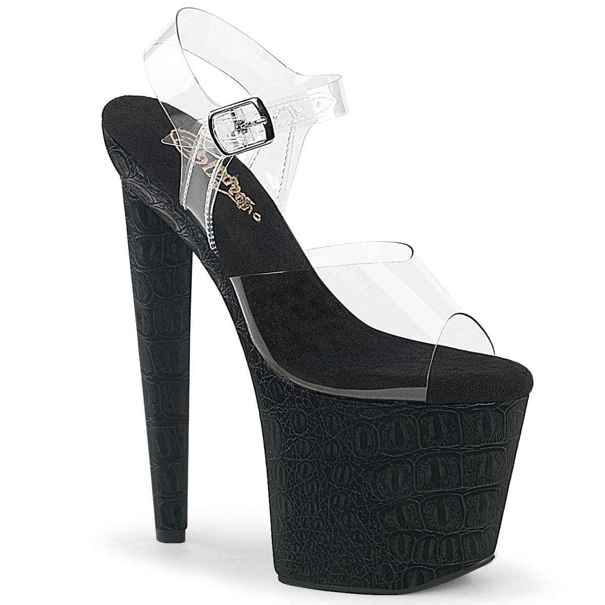 RAZZLE-808WR Clear/Black Reptile Print Pleaser US Size (Women's): 6