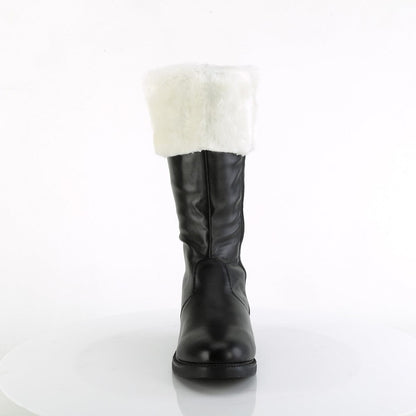 SANTA-100 Black Pu-White Faux Fur