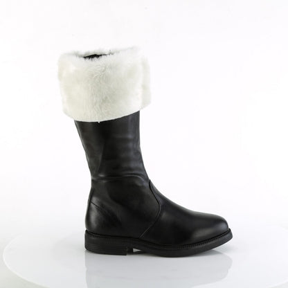 SANTA-100 Black Pu-White Faux Fur