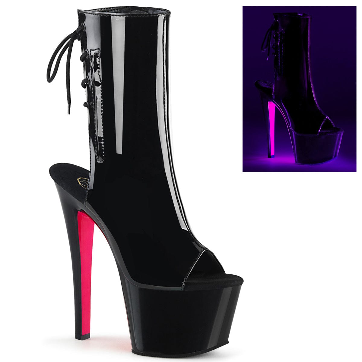 SKY-1018TT Black Patent/Black-Neon Hot Pink