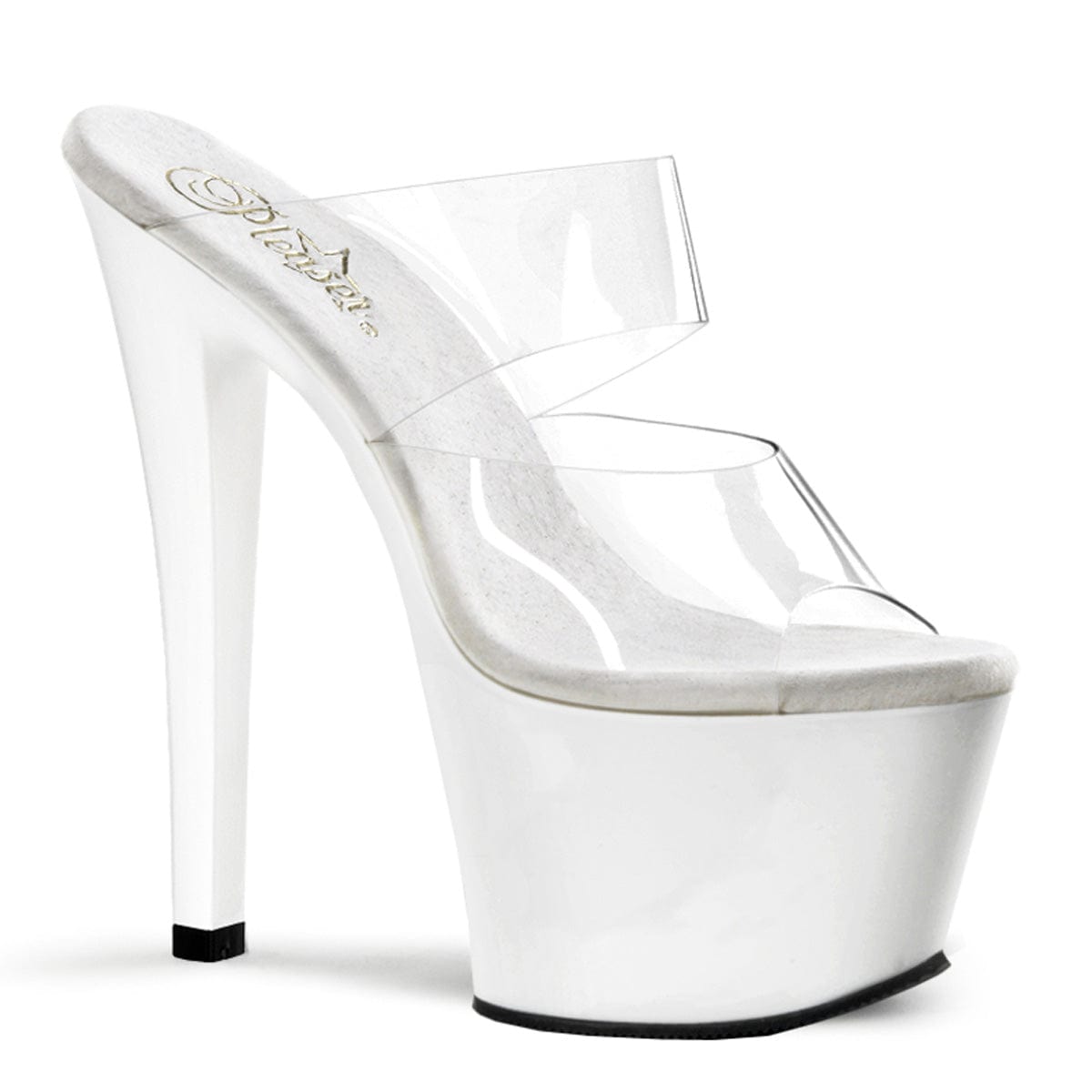 SKY-302 Clear/White Slide Pleaser US Size (Women's): 5