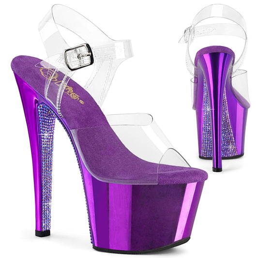 SKY-308CHRS Clear/Purple Chrome-AB RS Platform Shoes