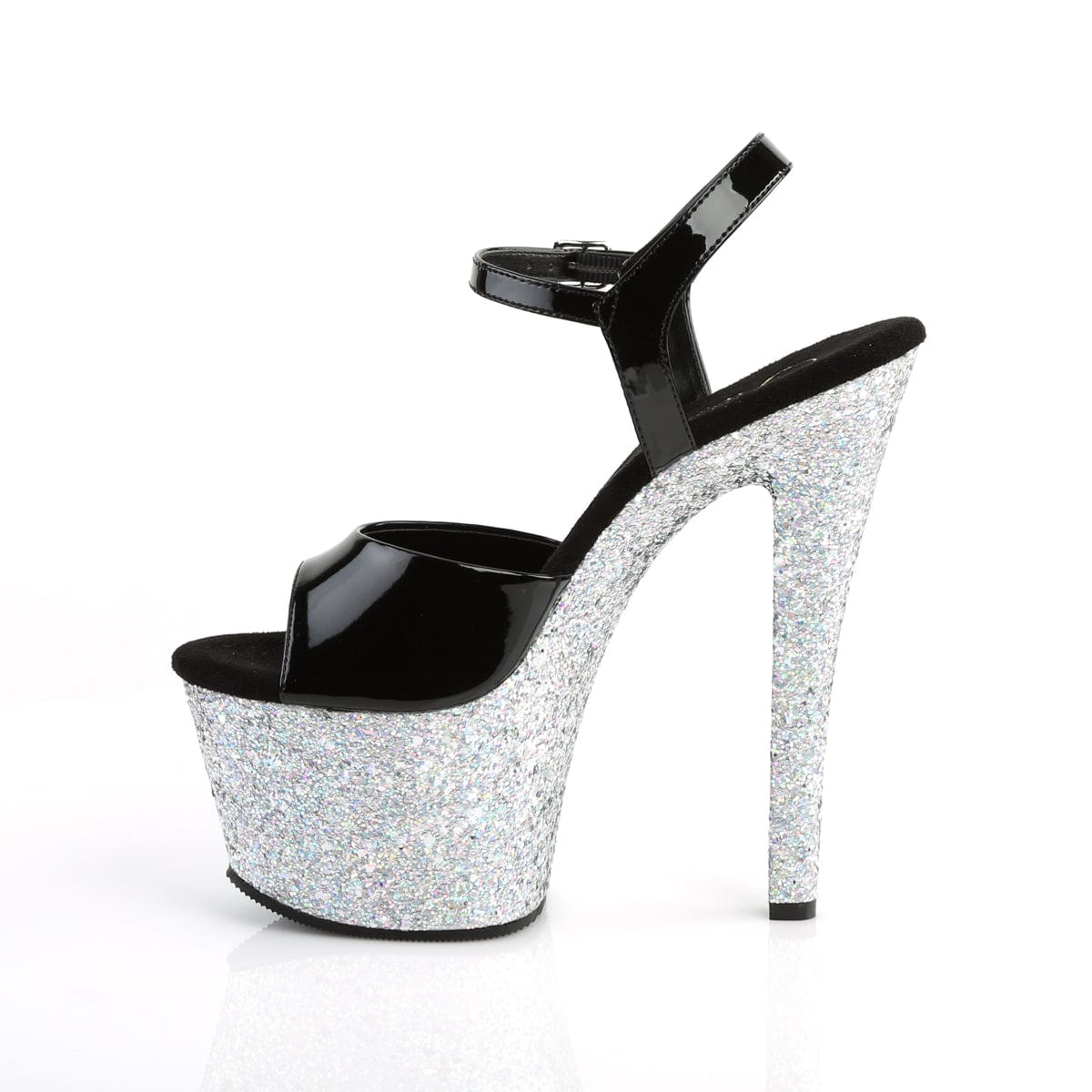 SKY-309LG Black Patent/Silver Multi Glitter