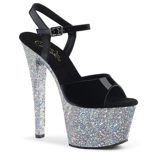 SKY-309LG Black Patent/Silver Multi Glitter