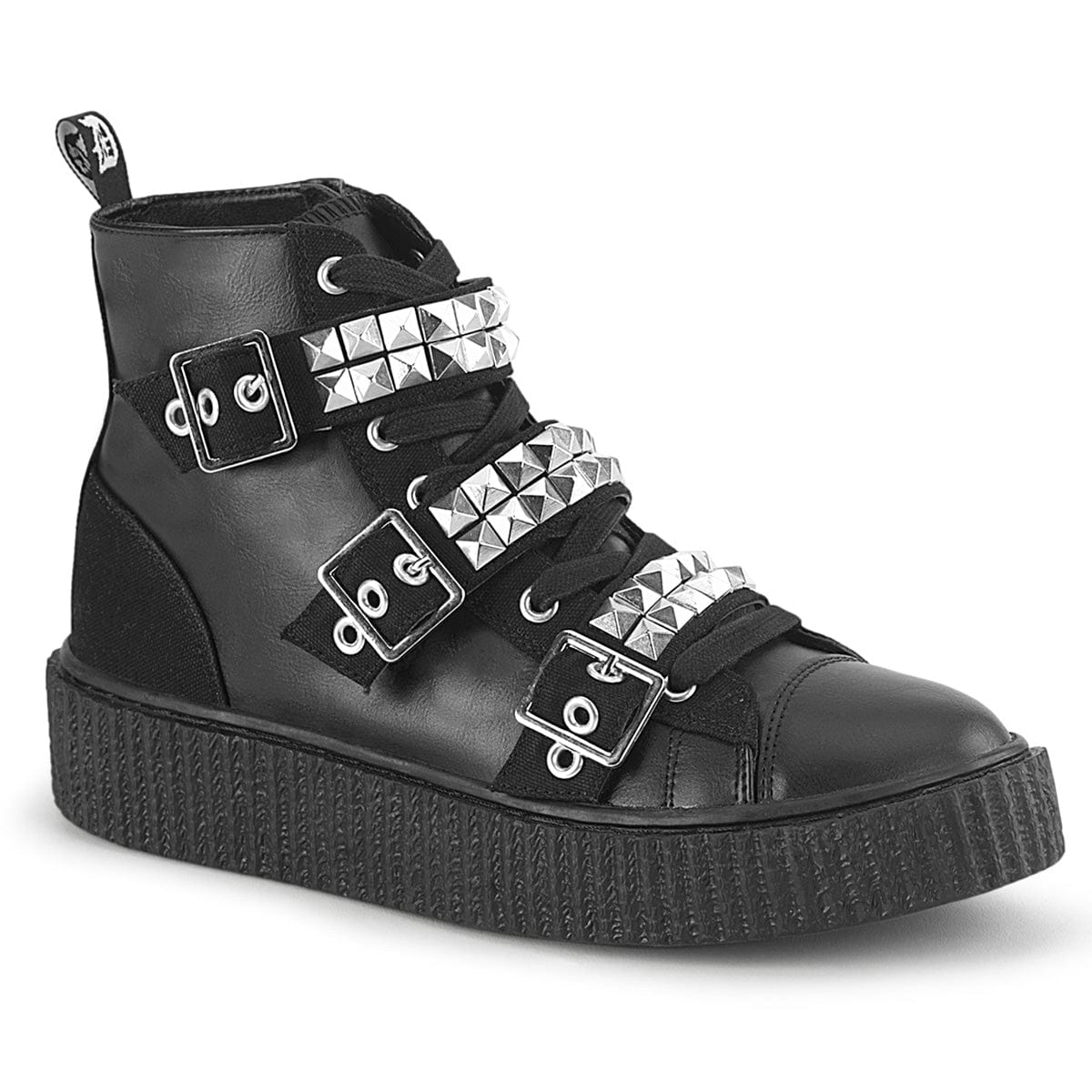 SNEEKER-225 Black Canvas-Vegan Leather Demonia US Size (Women's): 4