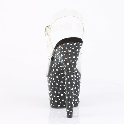 STARDANCE-708 Platform Shoes Clear/Black-Silver Multi Rhinestone