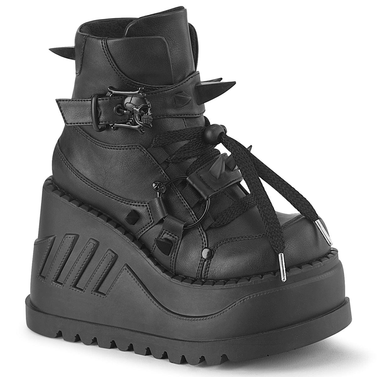 STOMP-60 Black Vegan Leather Demonia US Size (Women's): 6