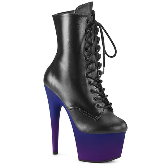 ADORE-1020BP Black Faux Leather/Blue-Purple Ombre Ankle Boot Pleaser US Size (Women's): 5