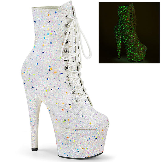 ADORE-1020GDLG White Multi Glitter/White Multi Glitter Ankle Boot Pleaser US Size (Women's): 5