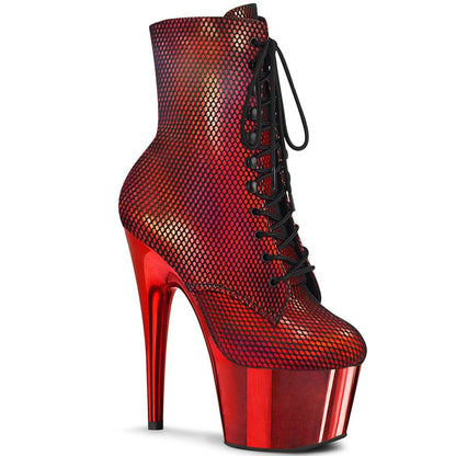 ADORE-1020HFN Red Hologram/Red Chrome Ankle Boot Pleaser US Size (Women's): 5