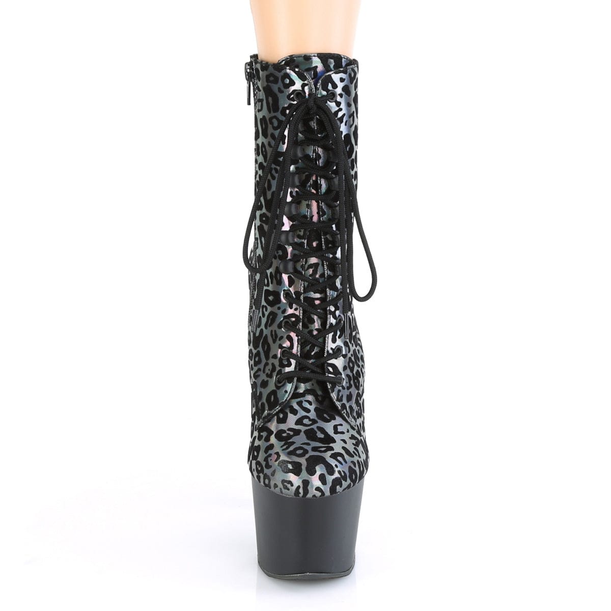 ADORE-1020LP Pewter Leopard Print Hologram/Black Matte Boot Pleaser US Size (Women's): 5