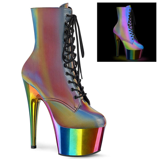 ADORE-1020RC-REFL Rainbow Reflective/Rainbow Chrome Ankle Boot Pleaser US Size (Women's): 5