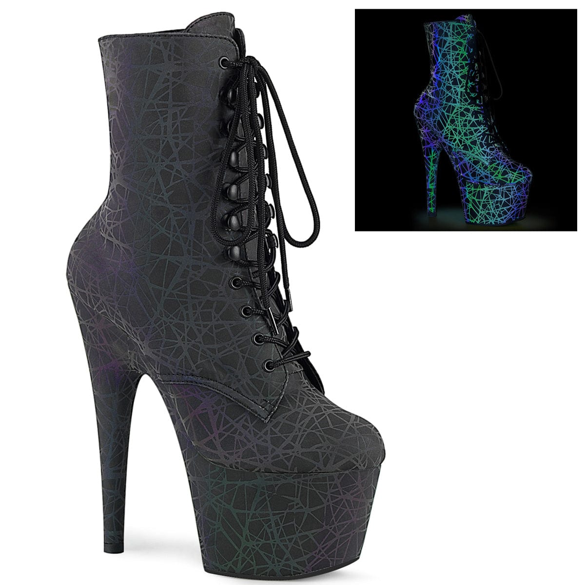 ADORE-1020REFL Green-Purple Refl./Green-Purple Refl. Ankle Boot Pleaser US Size (Women's): 5