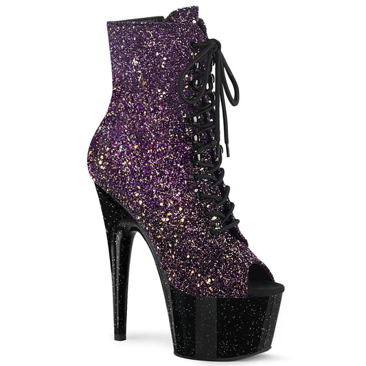 ADORE-1021OMBG Purple Multi Glitter/Black Ankle Boot Pleaser US Size (Women's): 5