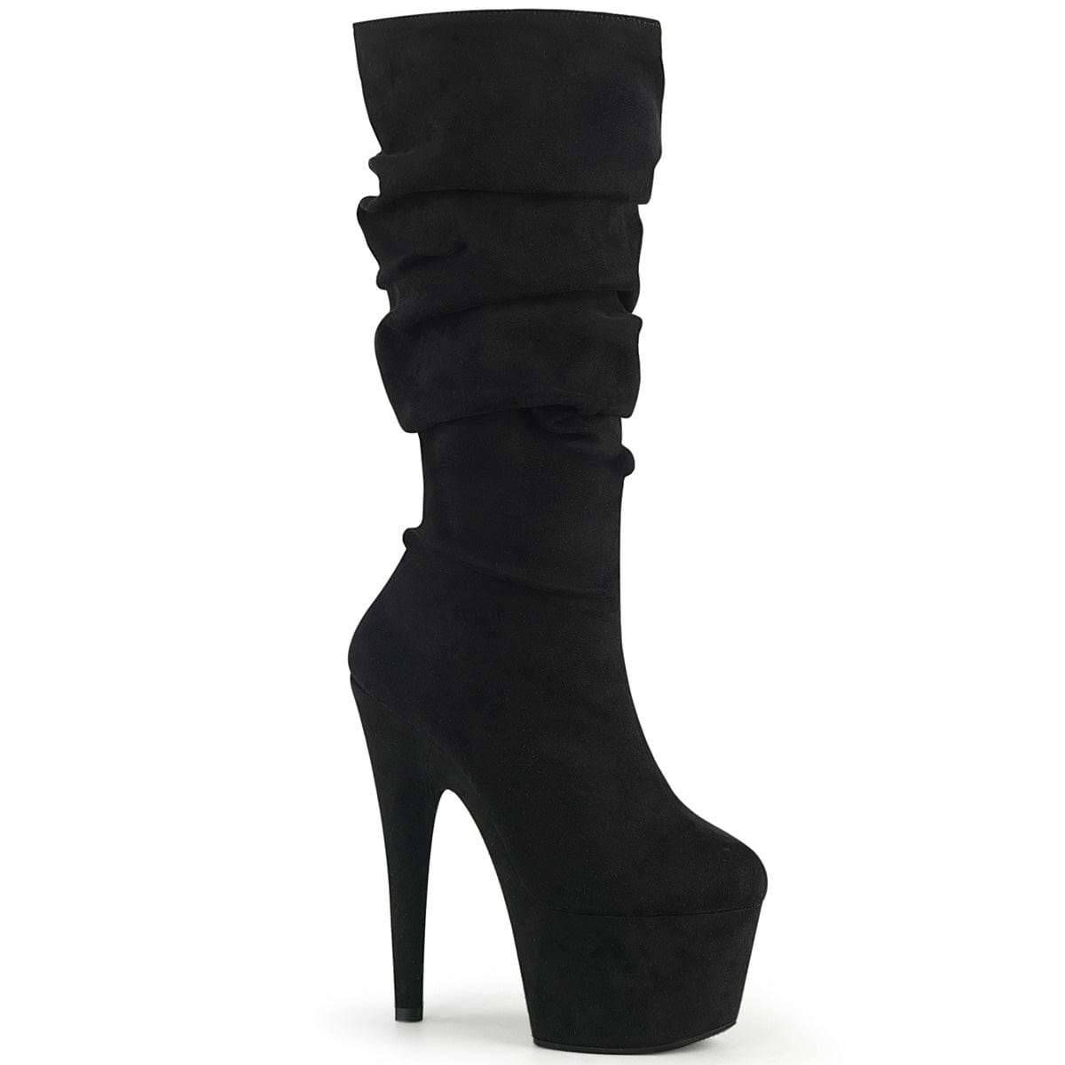 ADORE-1061 Black Faux Suede/Black Faux Suede Mid-Calf Boot Pleaser US Size (Women's): 5