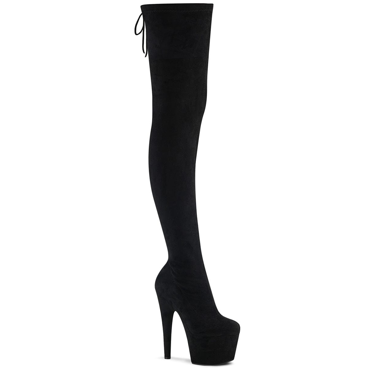 ADORE-3008 Black Stretch Faux Suede/Black Faux Suede Boot Pleaser US Size (Women's): 5