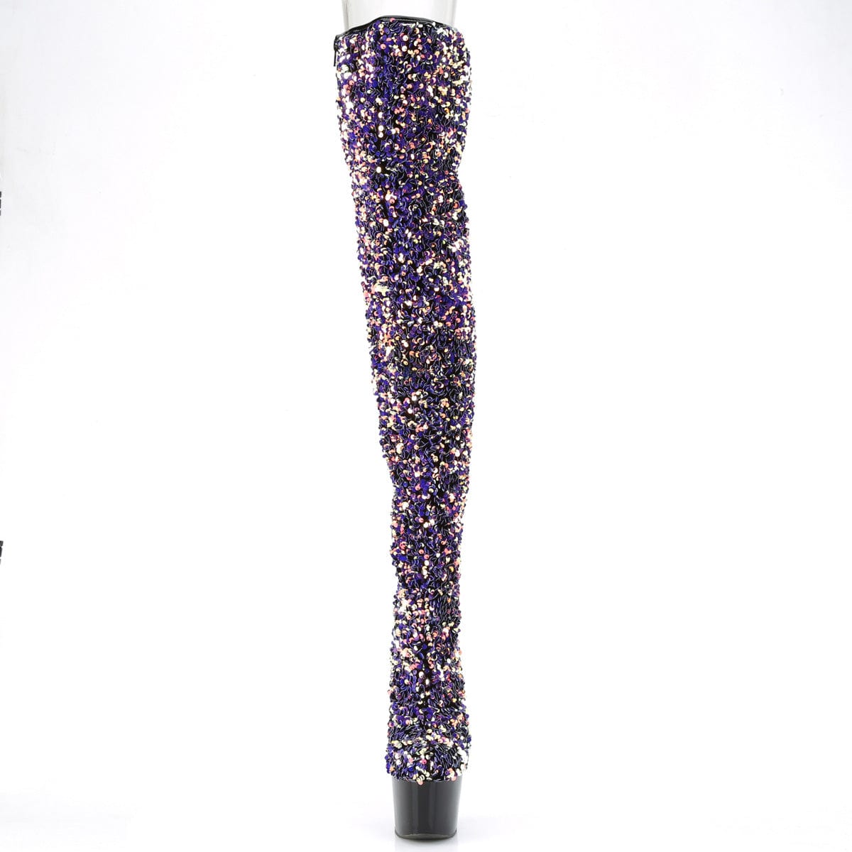 ADORE-3020 Purple Multi Sequins/Black Boot Pleaser US Size (Women's): 5