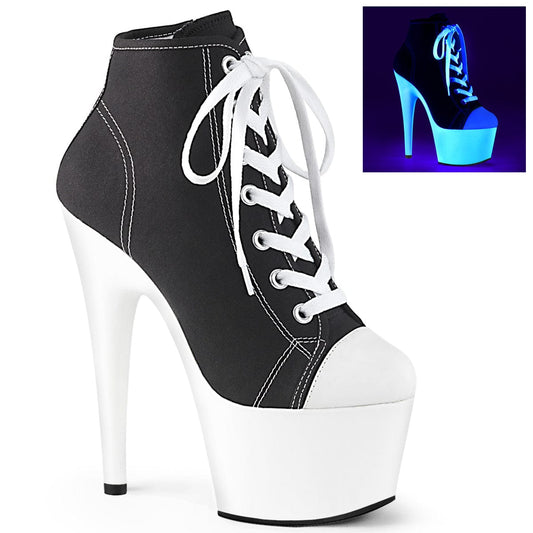 ADORE-700SK-02 Black Canvas/Neon White Sneaker Heels Pleaser US Size (Women's): 5