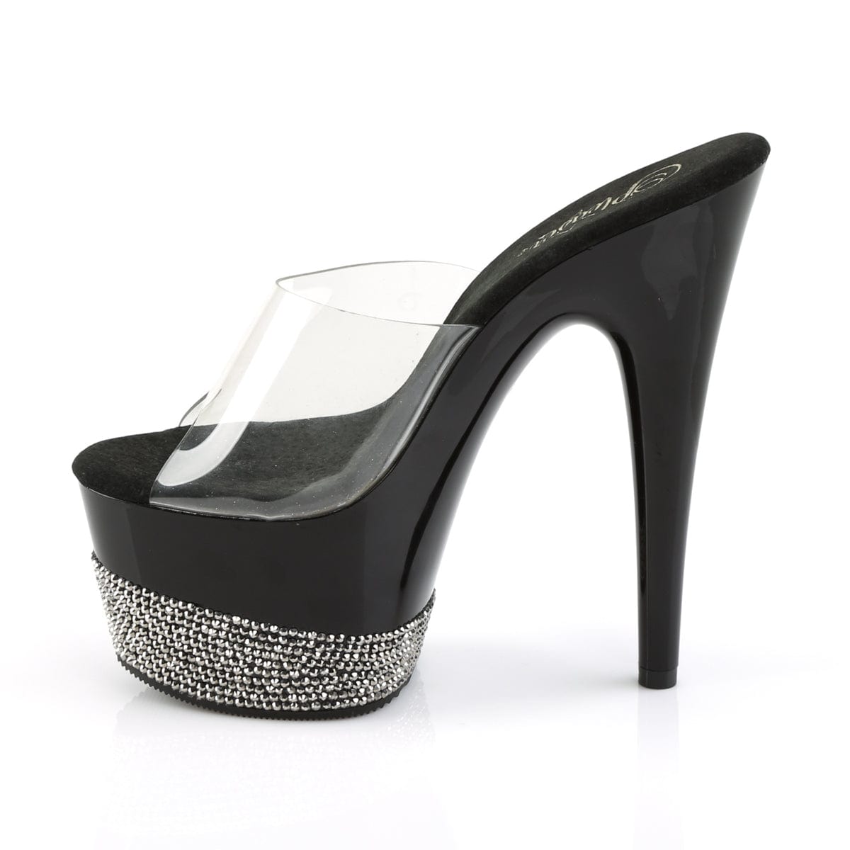 ADORE-701-3 Clear/Black-Pewter Rhinestones Slide Pleaser US Size (Women's): 5