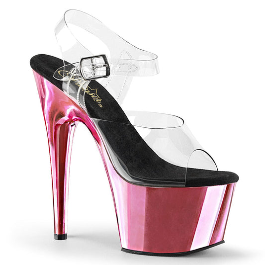 ADORE-708 Clear/Baby Pink Chrome Platform Sandal Pleaser US Size (Women's): 5