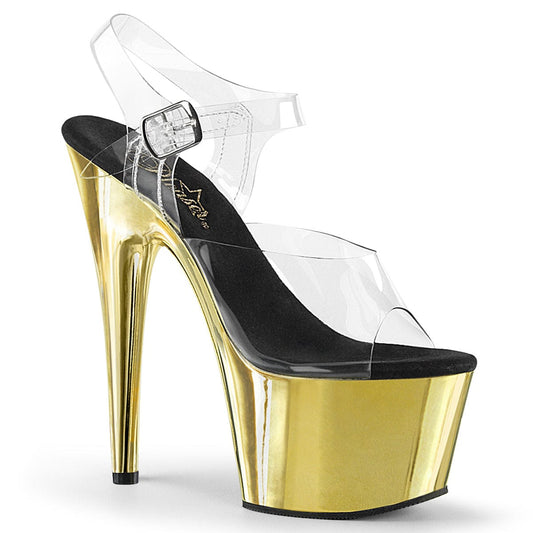 ADORE-708 Clear/Gold Chrome Platform Sandal Pleaser US Size (Women's): 5