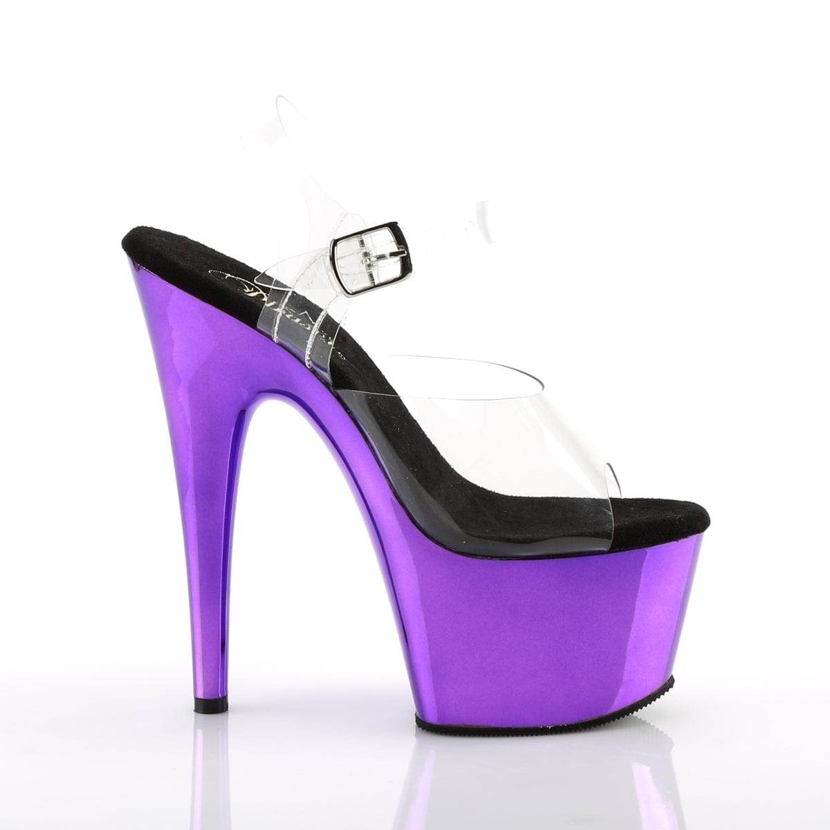 ADORE-708 Clear/Purple Chrome Platform Sandal Pleaser US Size (Women's): 5