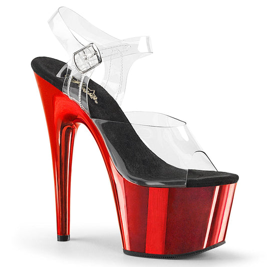 ADORE-708 Clear/Red Chrome Platform Sandal Pleaser US Size (Women's): 5