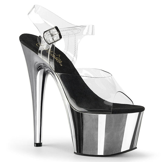 ADORE-708 Clear/Silver Chrome Platform Sandal Pleaser US Size (Women's): 5