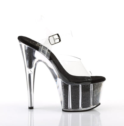 ADORE-708G Clear/Black Glitter Inserts Platform Sandal Pleaser US Size (Women's): 5