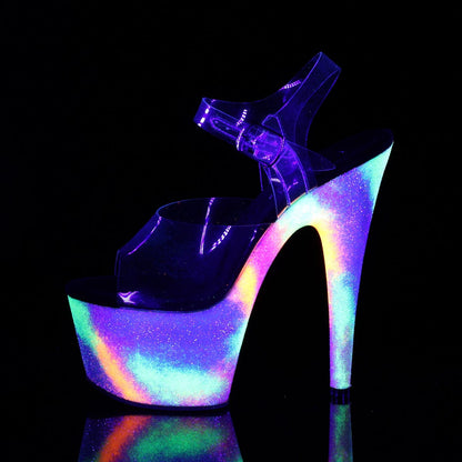 ADORE-708GXY Clear/Neon Galaxy Glitter Platform Sandal Pleaser US Size (Women's): 5