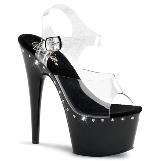 ADORE-708LS Clear/Black Platform Sandal Pleaser US Size (Women's): 5