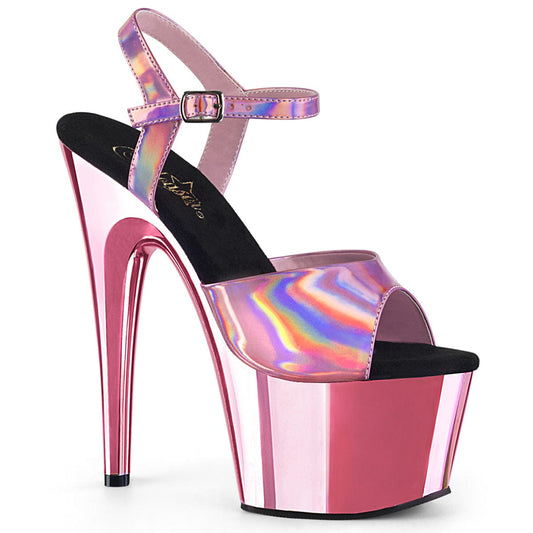 ADORE-709HGCH Baby Pink Hologram/Baby Pink Chrome Platform Sandal Pleaser US Size (Women's): 5