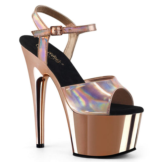 ADORE-709HGCH Rose Gold Hologram/Rose Gold Chrome Platform Sandal Pleaser US Size (Women's): 5