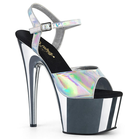 ADORE-709HGCH Silver Hologram/Silver Chrome Platform Sandal Pleaser US Size (Women's): 5