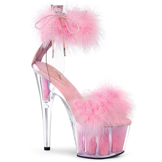 ADORE-724F Clear-Baby Pink Fur/Baby Pink Fur Platform Sandal Pleaser US Size (Women's): 5