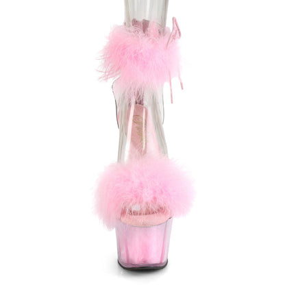 ADORE-724F Clear-Baby Pink Fur/Baby Pink Fur Platform Sandal Pleaser US Size (Women's): 5