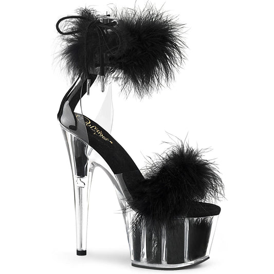 ADORE-724F Clear-Black Fur/Black Fur Platform Sandal Pleaser US Size (Women's): 5