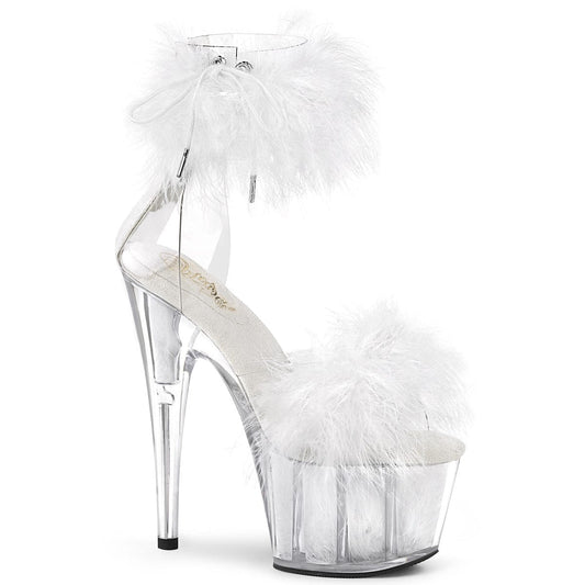 ADORE-724F Clear-White Fur/White Fur Platform Sandal Pleaser US Size (Women's): 5