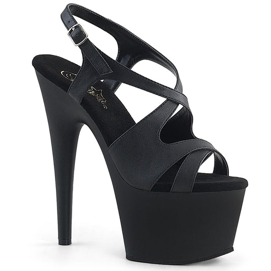 ADORE-730 Black Faux Leather/Black Matte Platform Sandal Pleaser US Size (Women's): 5