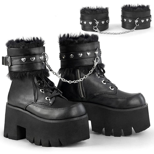 ASHES-57 Black Vegan Leather Ankle Boot Demonia US Size (Women's): 6