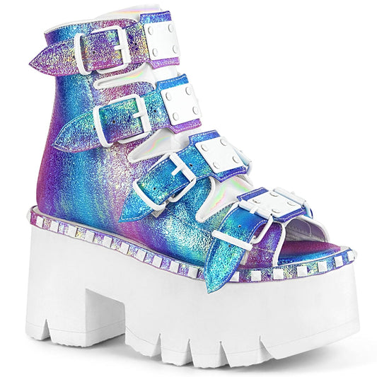 ASHES-70 Purple Multi Iridescent Vegan Leather Ankle Boot Demonia US Size (Women's): 6