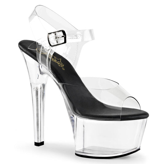 ASPIRE-608 Clear-Black/Clear Platform Sandal Pleaser US Size (Women's): 5