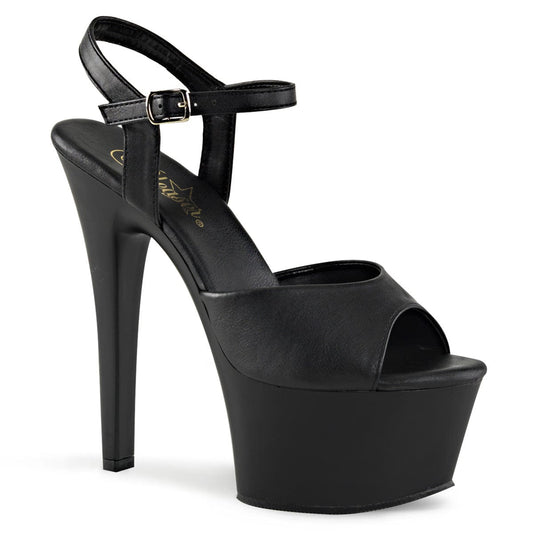 ASPIRE-609 Black Faux Leather/Black Matte Platform Sandal Pleaser US Size (Women's): 5