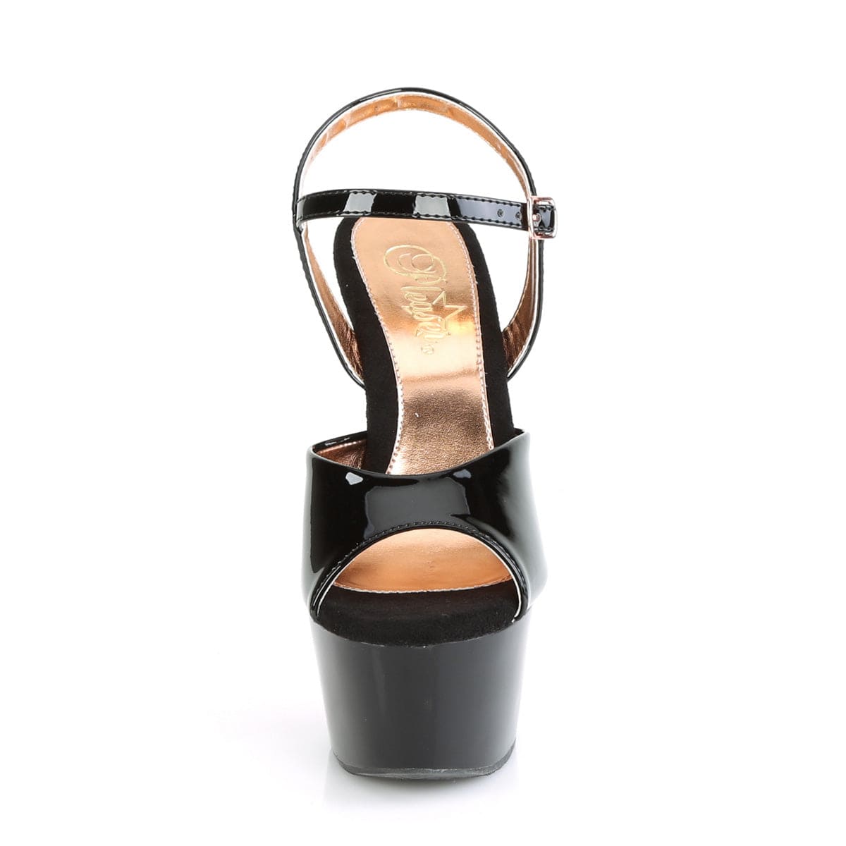 ASPIRE-609TT Black Patent/Black-Rose Gold Chrome Platform Sandal Pleaser US Size (Women's): 5