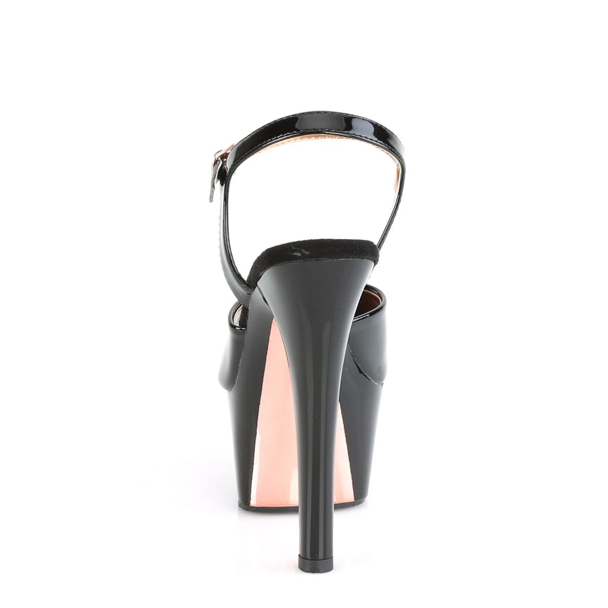 ASPIRE-609TT Black Patent/Black-Rose Gold Chrome Platform Sandal Pleaser US Size (Women's): 5